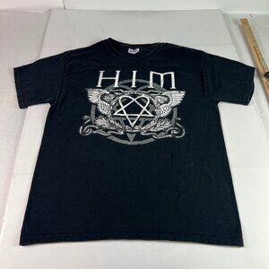Y2K HIM Band Shirt Fits Like A Medium Black & White Heartagram Faded Tee Tag L